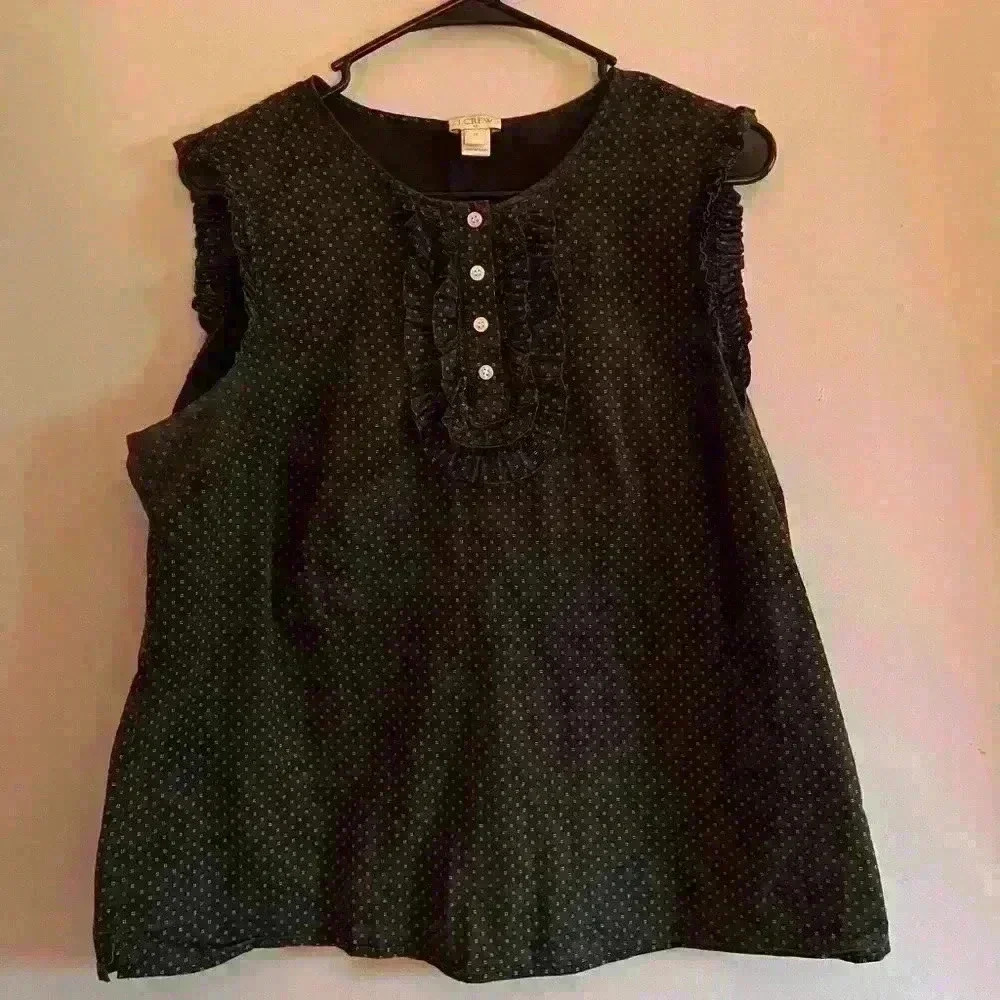 J.Crew B&W Polka Dot Sleeveless Lightweight Blouse With Buttons Women’s